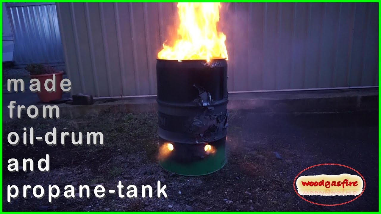 Woodgas Stove XXL  ! , Feuerfass, Burning Oil barrel, Fire in the hole, propane tank  ( making of )