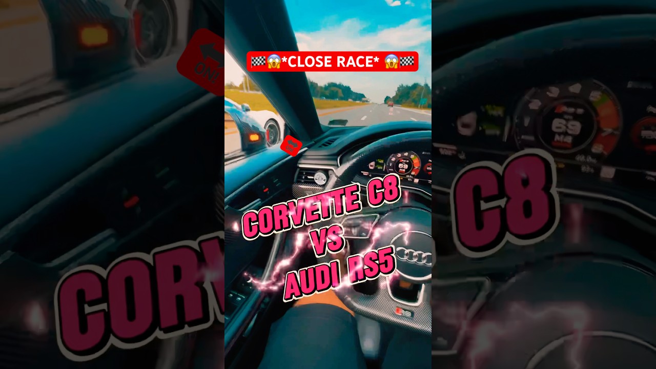 TOP END RACE Chevy C8 vs Audi RS5 😍🚧🚀🏁😈❤️&zwj;🔥 #audi #corvette #c8 #rs5 #rs #race #shorts #fyp