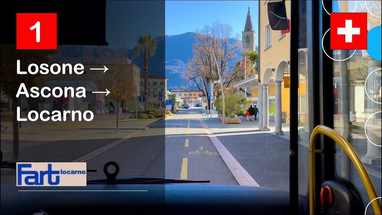 [4K] 🇨🇭 Cab Ride: FART LOCARNO BUS | 1: Losone → Ascona → Locarno | MAN Lion's City NG 363
