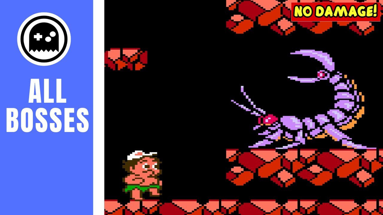 Adventure Island II (NES) - All Bosses - (No Damage)