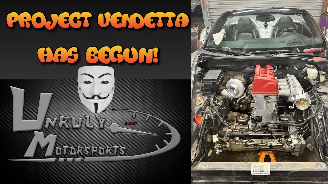 Test Fitting Turbo Honda K24 RWD setup in C6 Corvette | The #vendettaproject Just Got Very Real!
