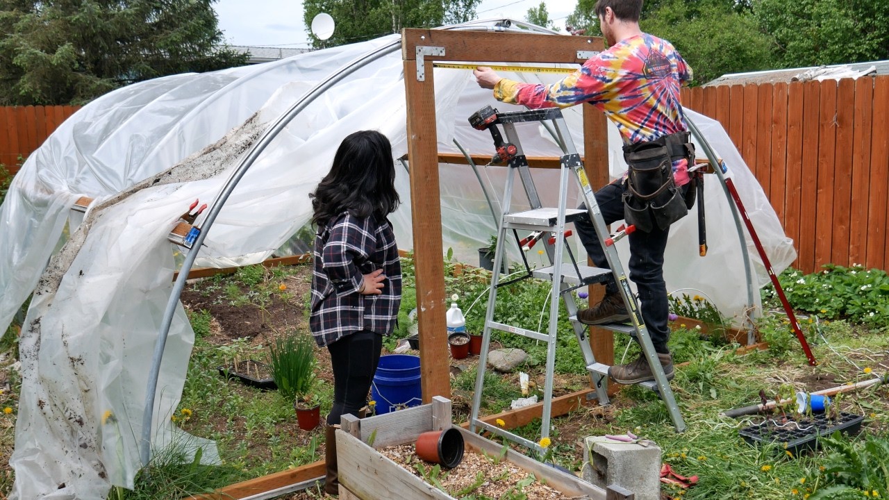 A new door for the hoop house! Replacing the zipper door