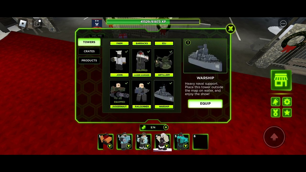 Mobile F2P player gets warship | Roblox TowerDefense X