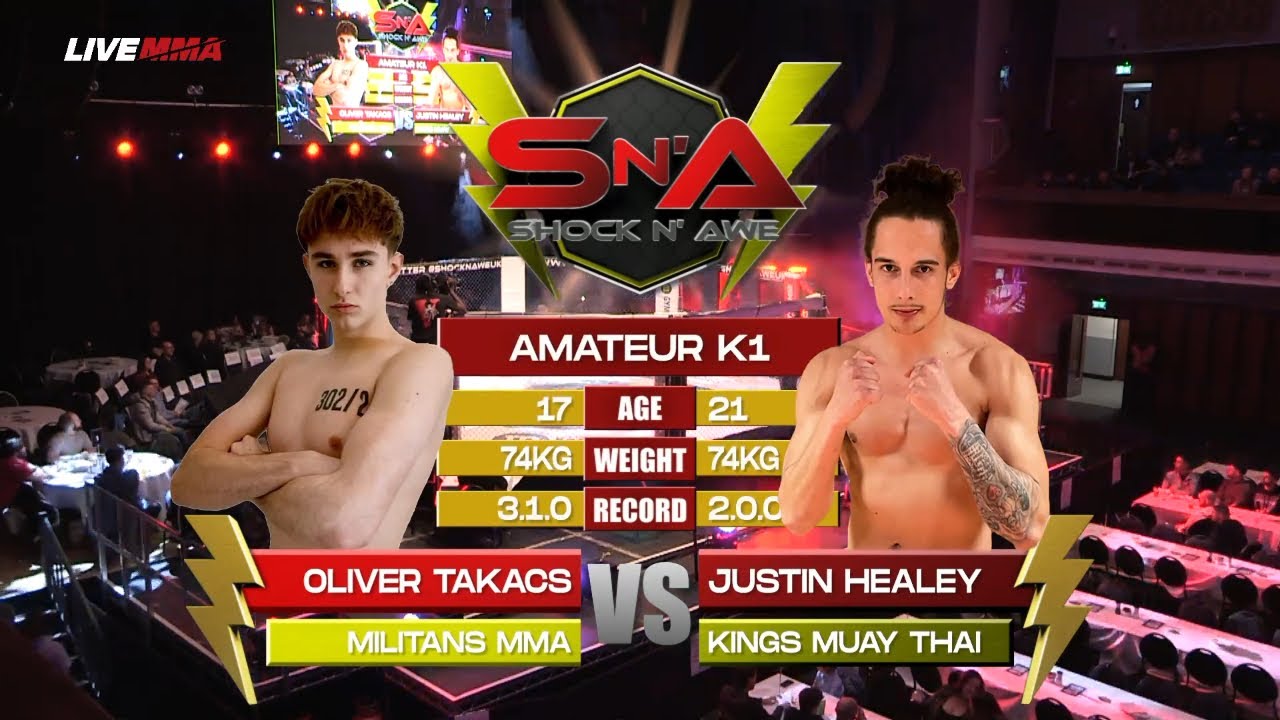 Shock N Awe 38 - Justin Healey vs Oliver Takacs Catchweight 74kg Amateur K1 Kickboxing