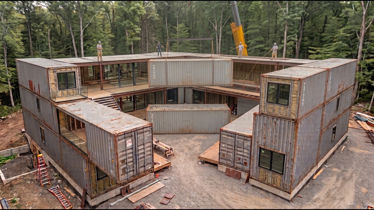 This man is building a massive house out of 6 shipping containers over 3 full years!