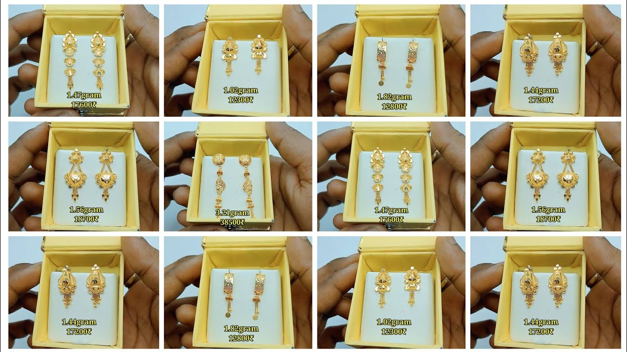 lightweight daily wear gold earrings Jhala design with price 2025 