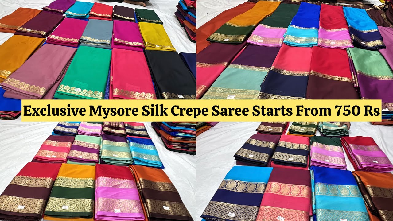 Bangalore Wholesale Mysore Crepe Silk Sarees | Single Saree Courier Available