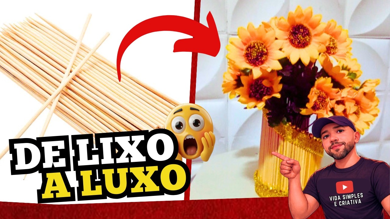 Transformei Palitos de Espetinho em um Lindo Jarro Decorativo 😱