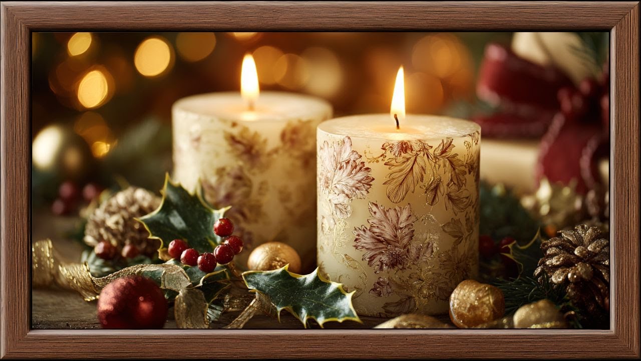 Christmas Candle Still Life | Art Framed Screensaver | Art for Your TV | 4K