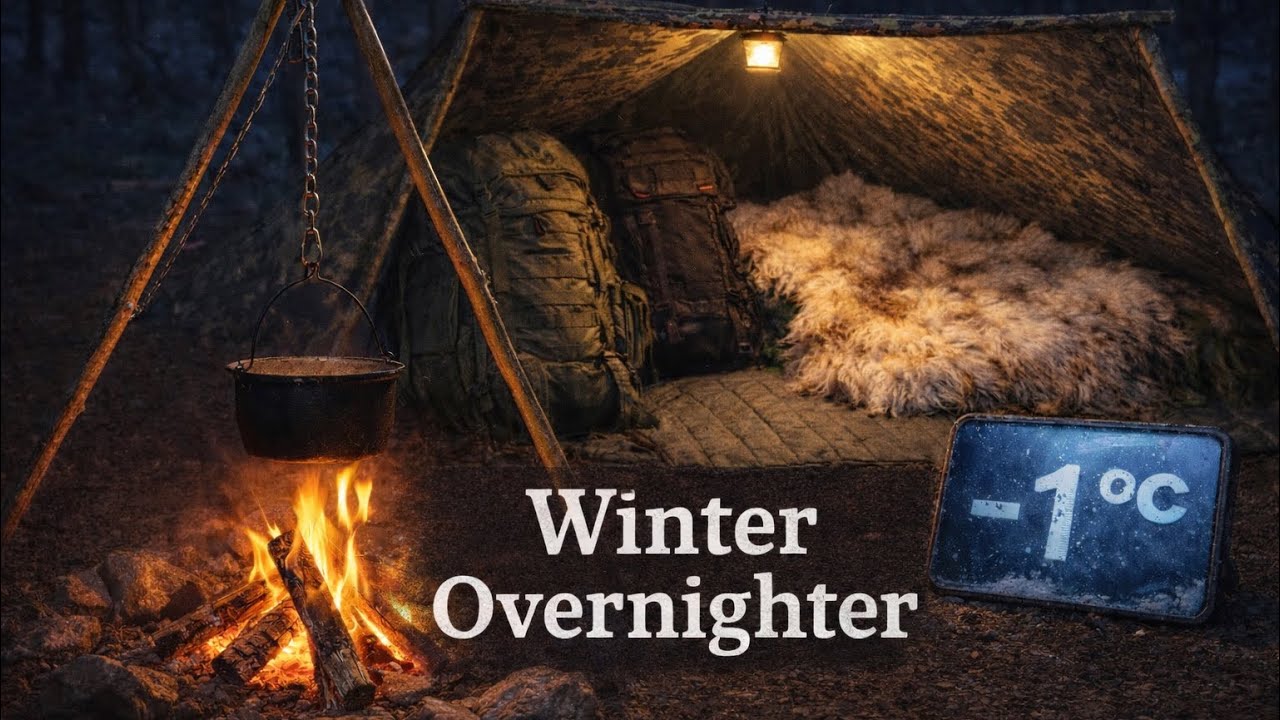 Winter Übernachtung bei -1°C 🥶 | Gulasch und Glühwein gekocht 🥘 🍷 