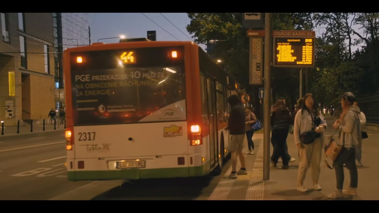 Poland, Lublin, bus 44 bus night ride from Ogród Saski to Kul