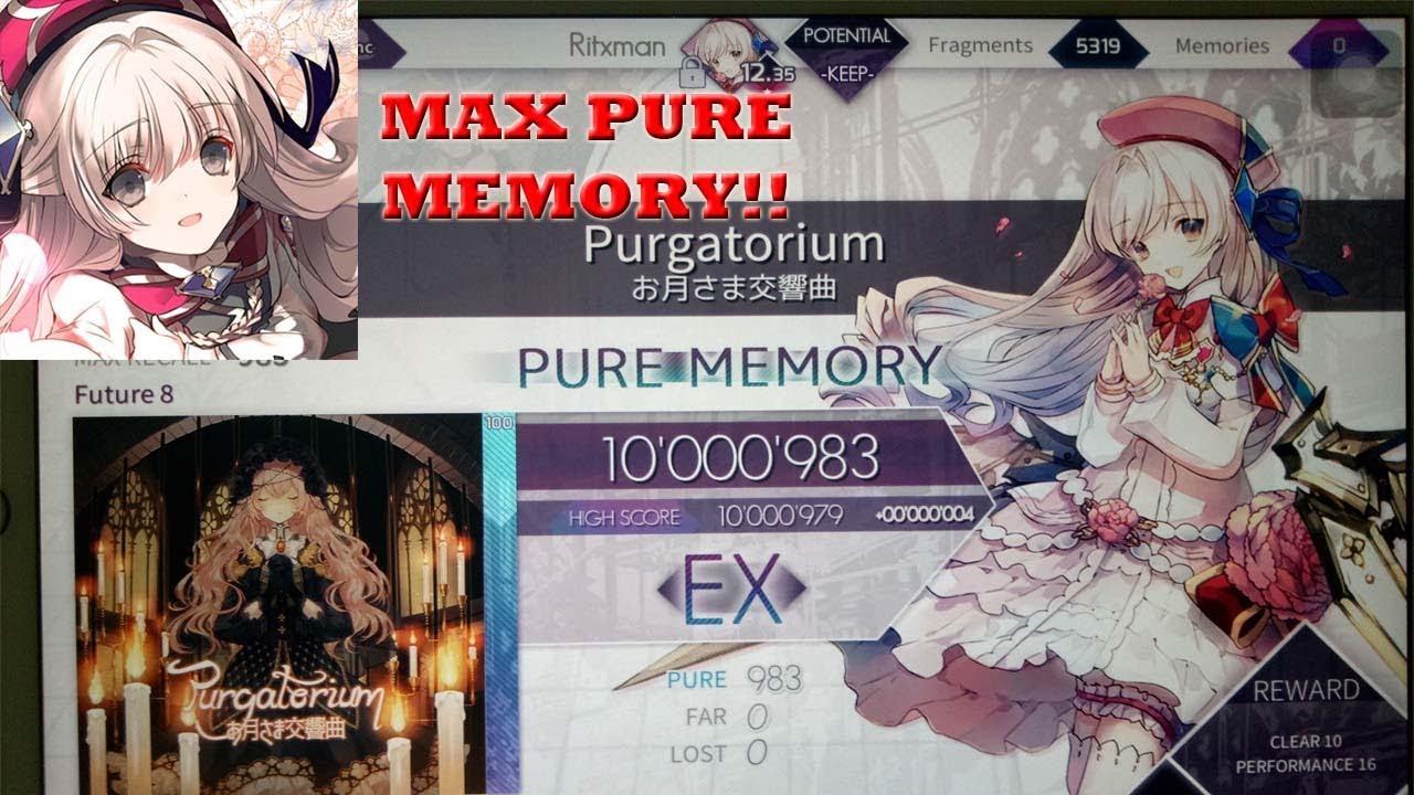 [MAX SCORE!] ARCAEA - Purgatorium FUTURE LVL 8 理論値 PURE MEMORY!!!