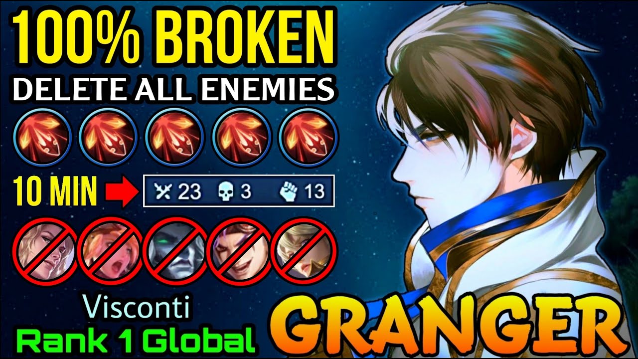 Super Broken Rhapsody Damage 23 Kills in 10 Minutes - Top 1 Global Granger by Visconti - MLBB