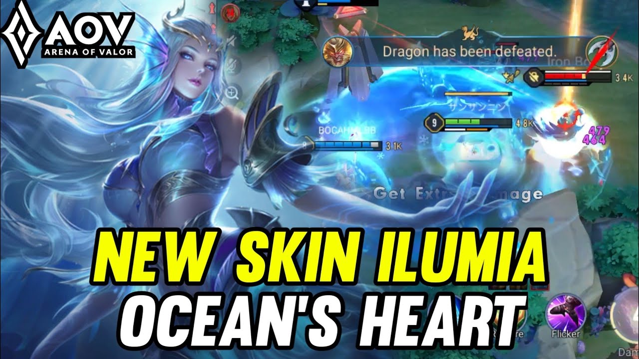 AOV : NEW SKIN ILUMIA OCEAN'S HEART GAMEPLAY - ARENA OF VALOR LI&Ecirc;NQU&Acirc;NMOBILE ROV