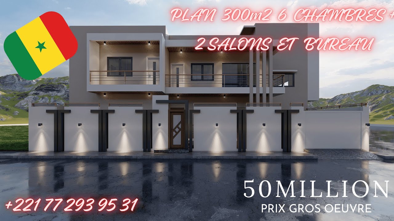 villa moderne sur 300m2 angle R+1 plus terrasse aménager Dakar / Sénégal