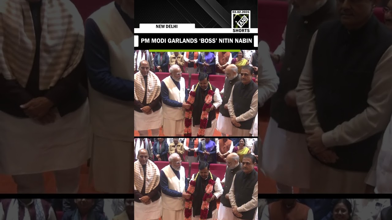 PM Modi garlands &lsquo;boss&rsquo; Nitin Nabin ahead of NDA Parliamentary meeting