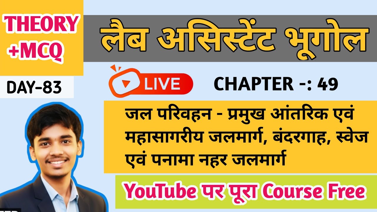 जल परिवहन: प्रमुख आंतरिक व महासागरीय जलमार्ग | स्वेज नहर व पनामा नहर | Lab Assistant Geography 2026