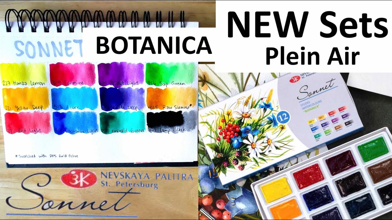 NEW Sonnet Watercolor 12 Color Themed Sets - BOTANICA / PLEIN AIR