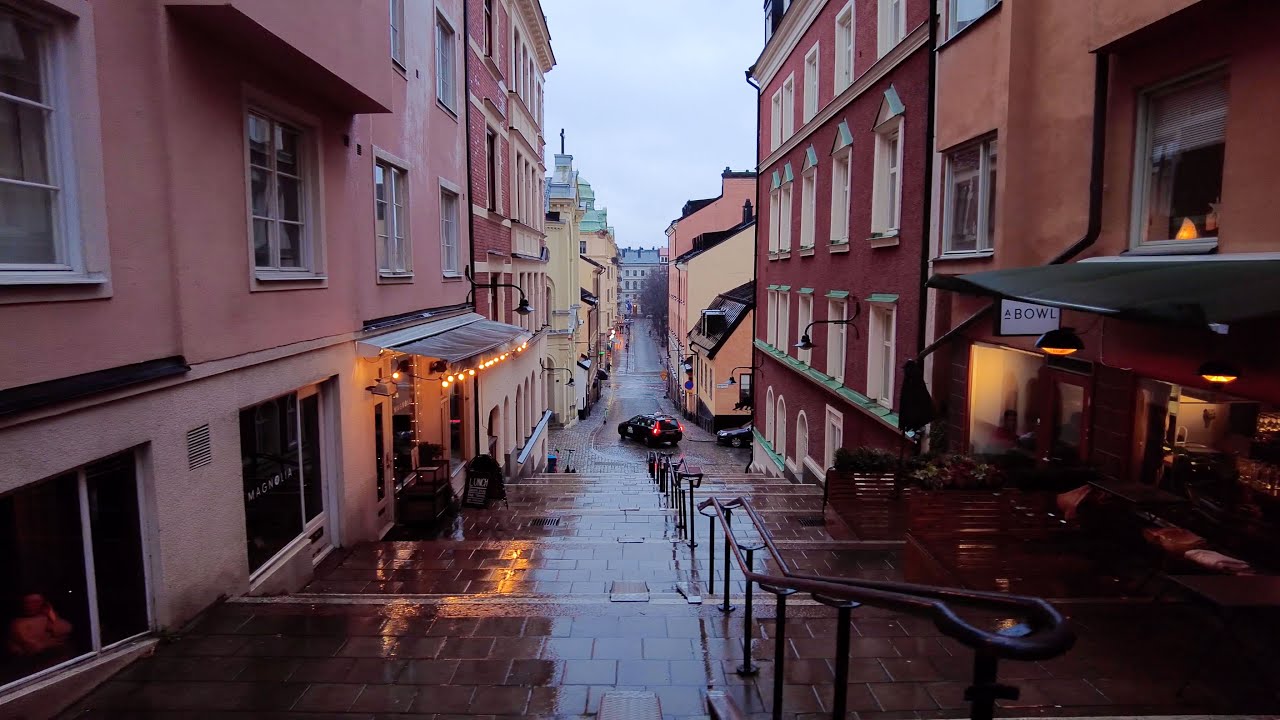 Rainy Walk in Stockholm: Södermalm Streets (4K)