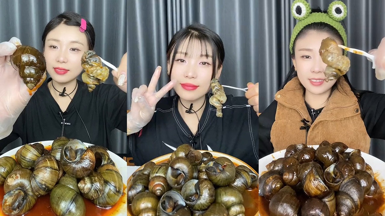 【MUKBANG】Spicy stir-fried river snails🐚🌶#ASMR#yummy
