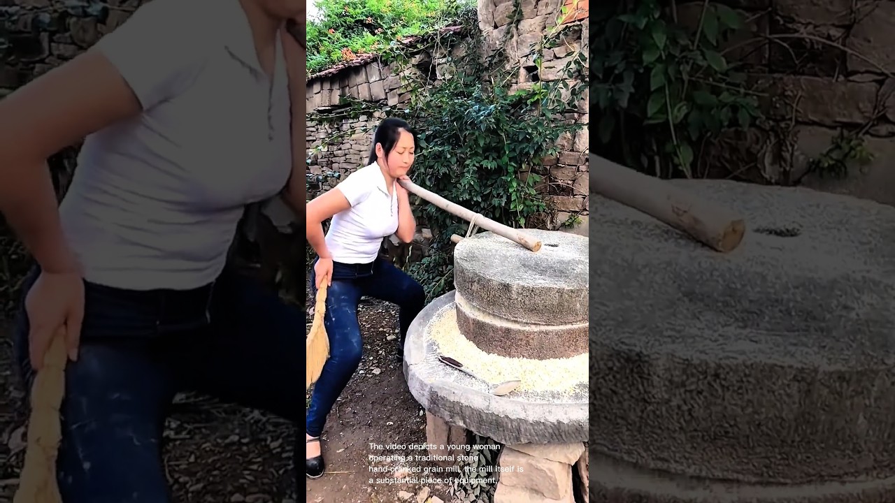 Traditional grain grinding: a woman's strength and skill