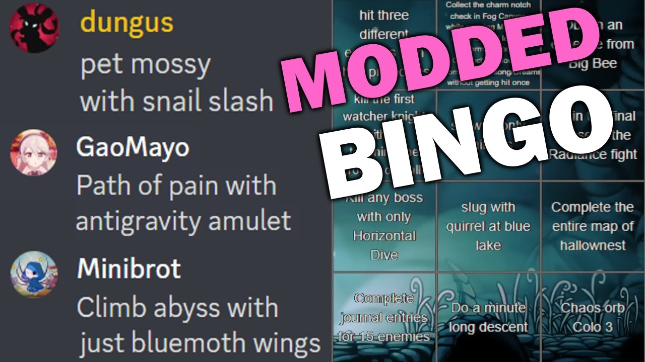 Hollow Knight Bingo With New Charms And Skills