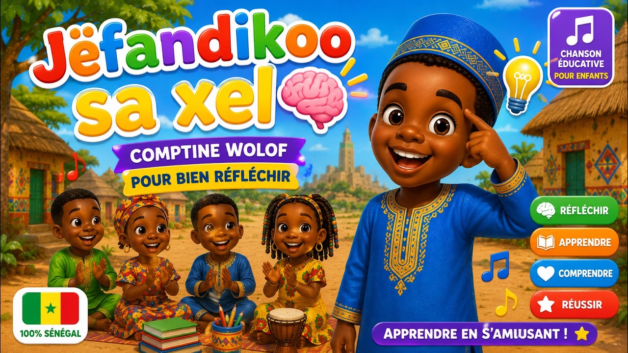 Jëfandikoo sa xel 🧠 | Comptine wolof pour bien réfléchir #comptines #senegal #enfants