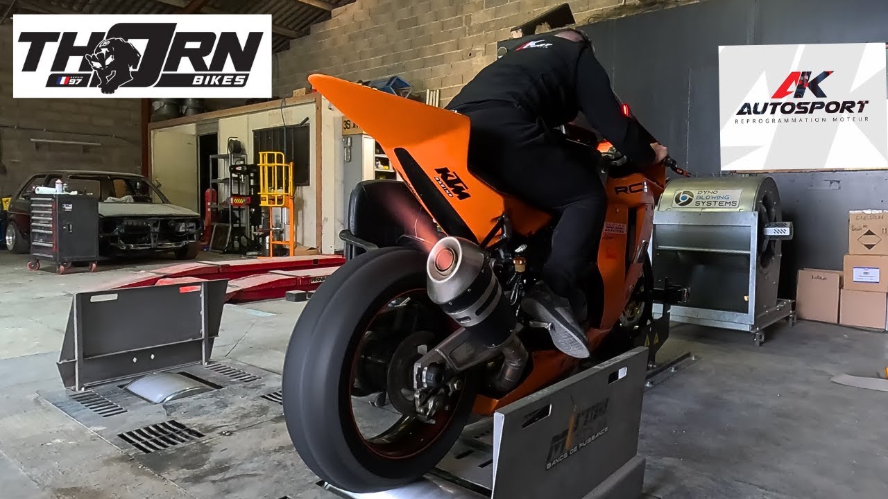 La KTM rc8 p&egrave;te les scores au banc - Carto Thorn Bikes, moteur neuf + Reconditionnement fourche WP!