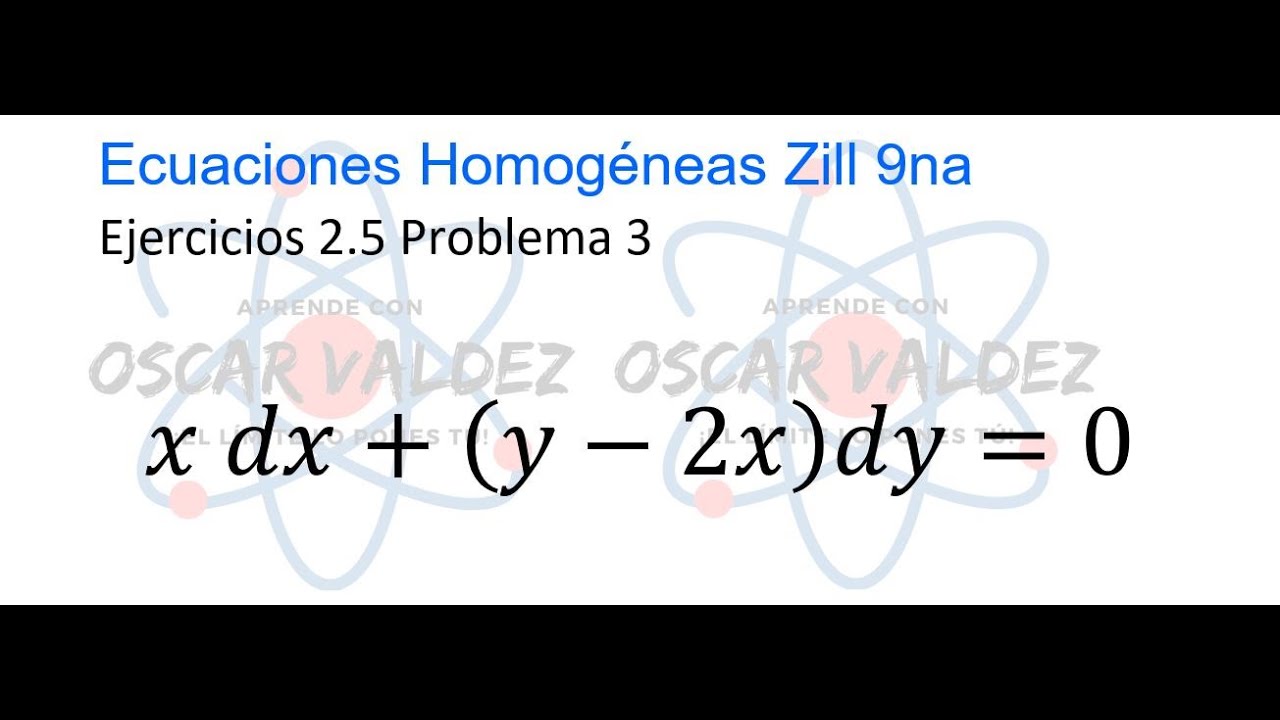 Ejercicios 2.5 Problema 3 Dennis G. ZILL Ecuaciones Diferenciales Homogéneas de 1er Orden