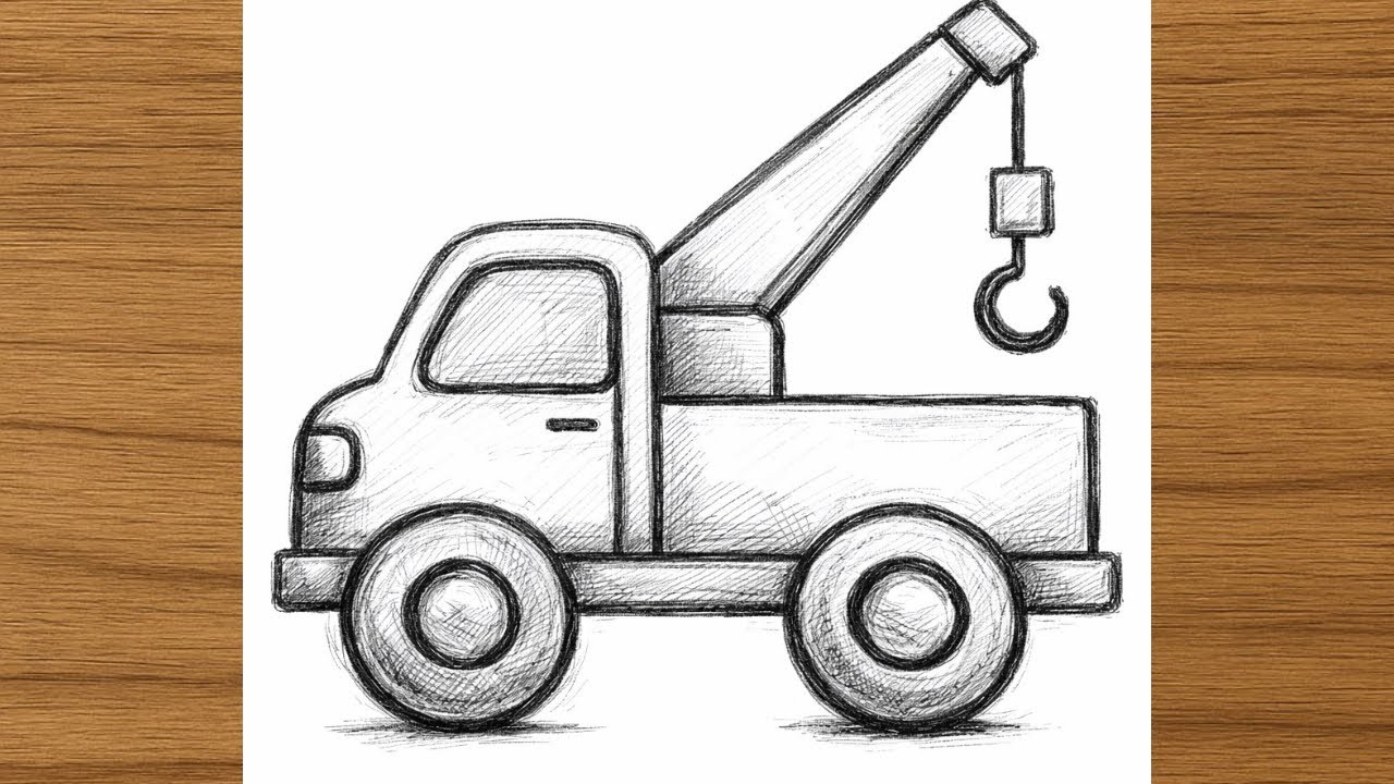 How to draw a tow truck step by steps- easy pencil sketch tutorial 
