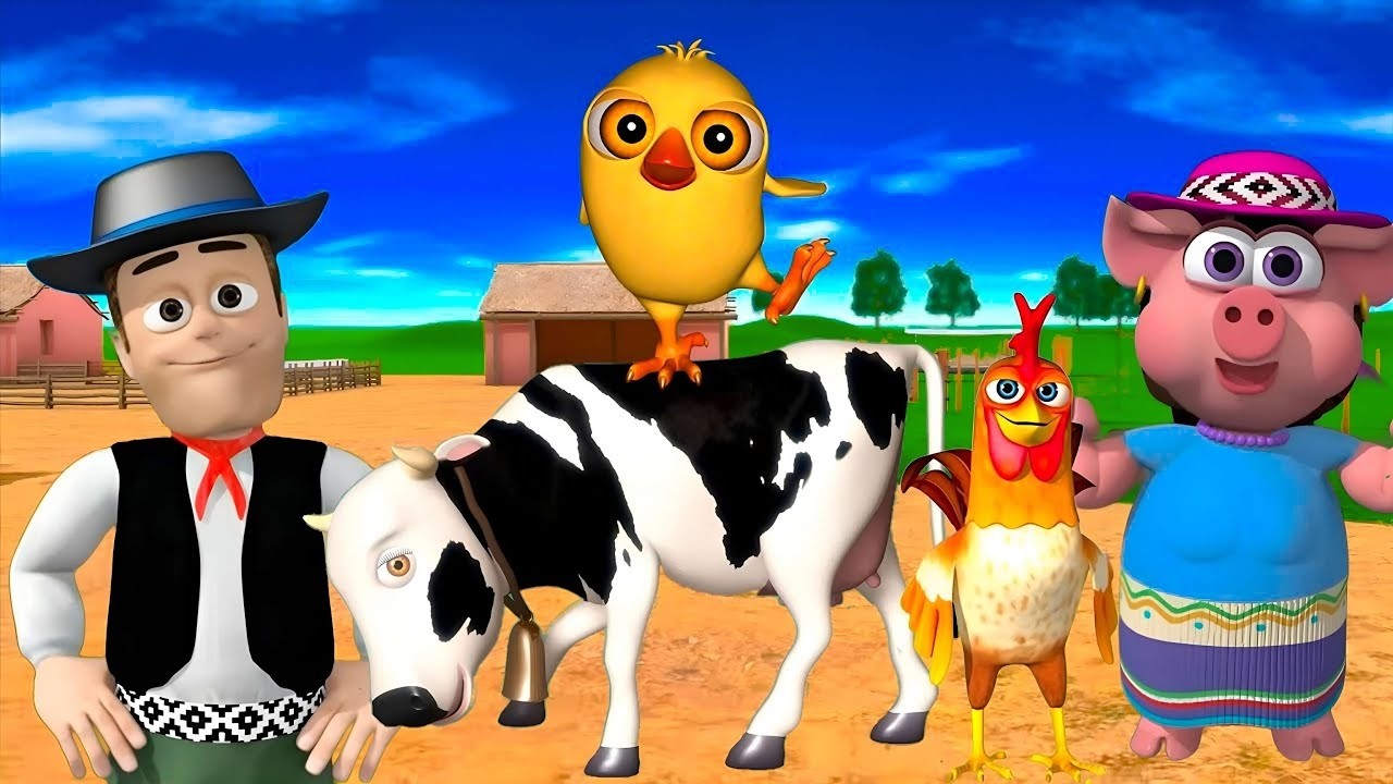 El Pollito y el Tractor de la Granja del Toro y del Pollito la Granja de la vaca