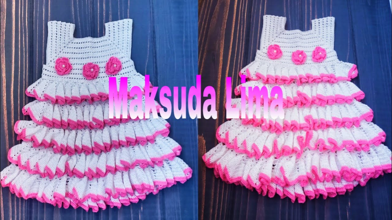 Crochet layered baby dress/কুশিকাটার বাচ্চাদের ফ্রক/Crochet baby frock/কুরুশের জামা/কুশির জামা