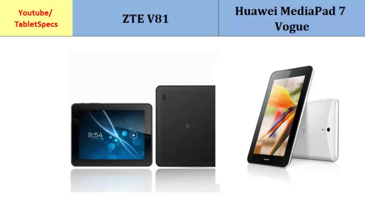 ZTE V81 VS Huawei MediaPad 7 Vogue, all specifications