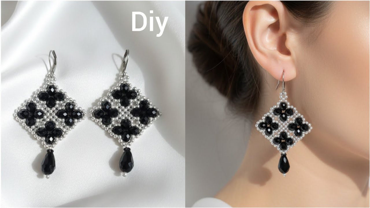 Diy Easy Beaded Earrings// Earrings making at home #beadedjewelry #howtomakeearrings #how 