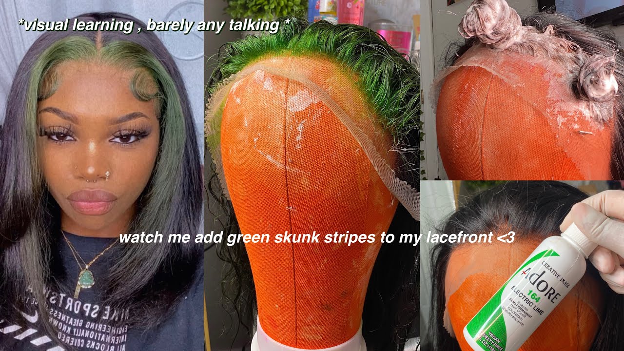 green skunk stripe tutorial | ft. cranberry hair & a little chit chat