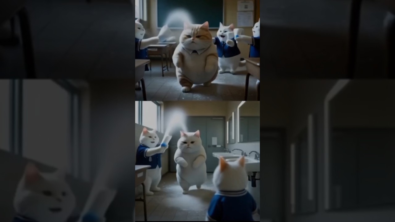 Chubby Cat's Struggle | Judged for Being Different 🎨🐾 #acceptance #motivation #cat #kucing #shorts