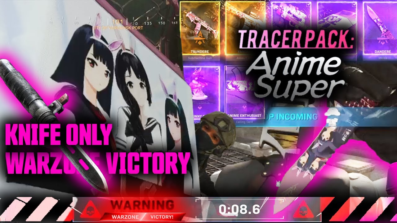 TRACER PACK: ANIME SUPER! DANDERE KNIFE ONLY WARZONE VICTORY!! (Call of Duty Modern Warfare Warzone)
