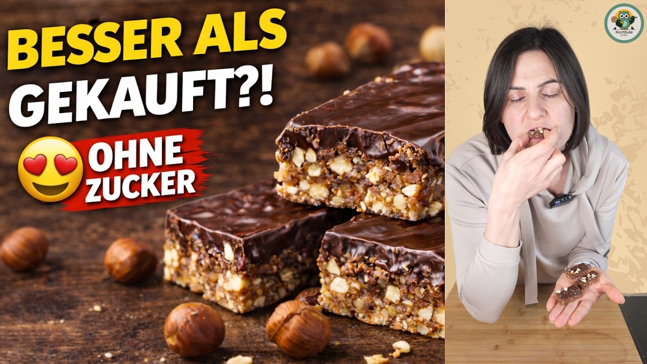 BESSER als gekauft 😍 Schoko-Haselnuss Riegel selber machen & ohne Industriezucker