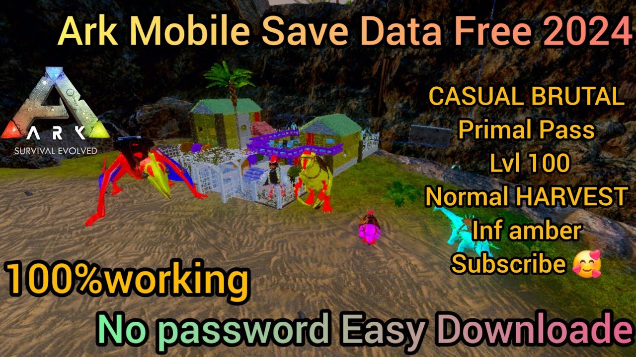 ARK MOBILE SAVE DATA | CASUAL BRUTAL | PRIMAL PASS | LVL | SUBSCRIBE  FOR MORE 🥰 BEST MOD OF ARK |