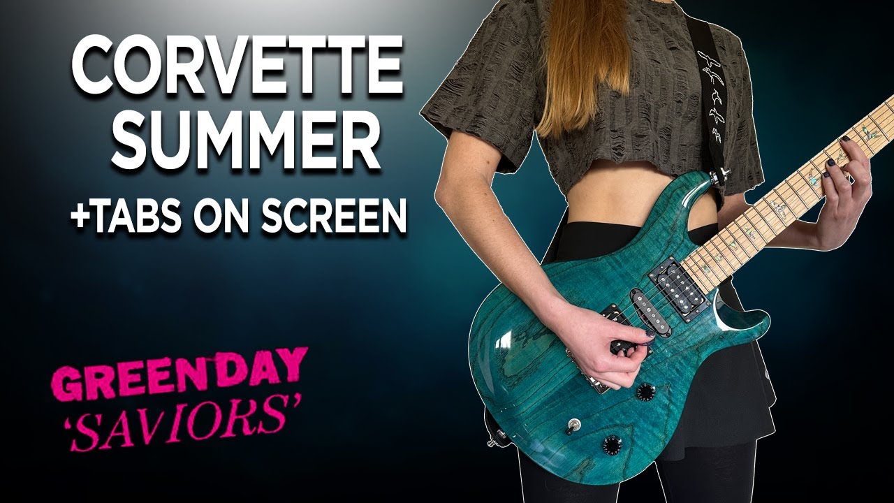 Green Day - Corvette Summer Guitar Cover with Tabs on screen 4K UHD