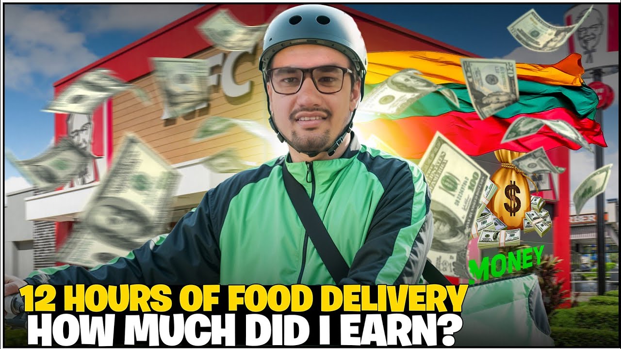 Food Delivery in Lithuania for 12 Hours | Full Day Vlog & Income
