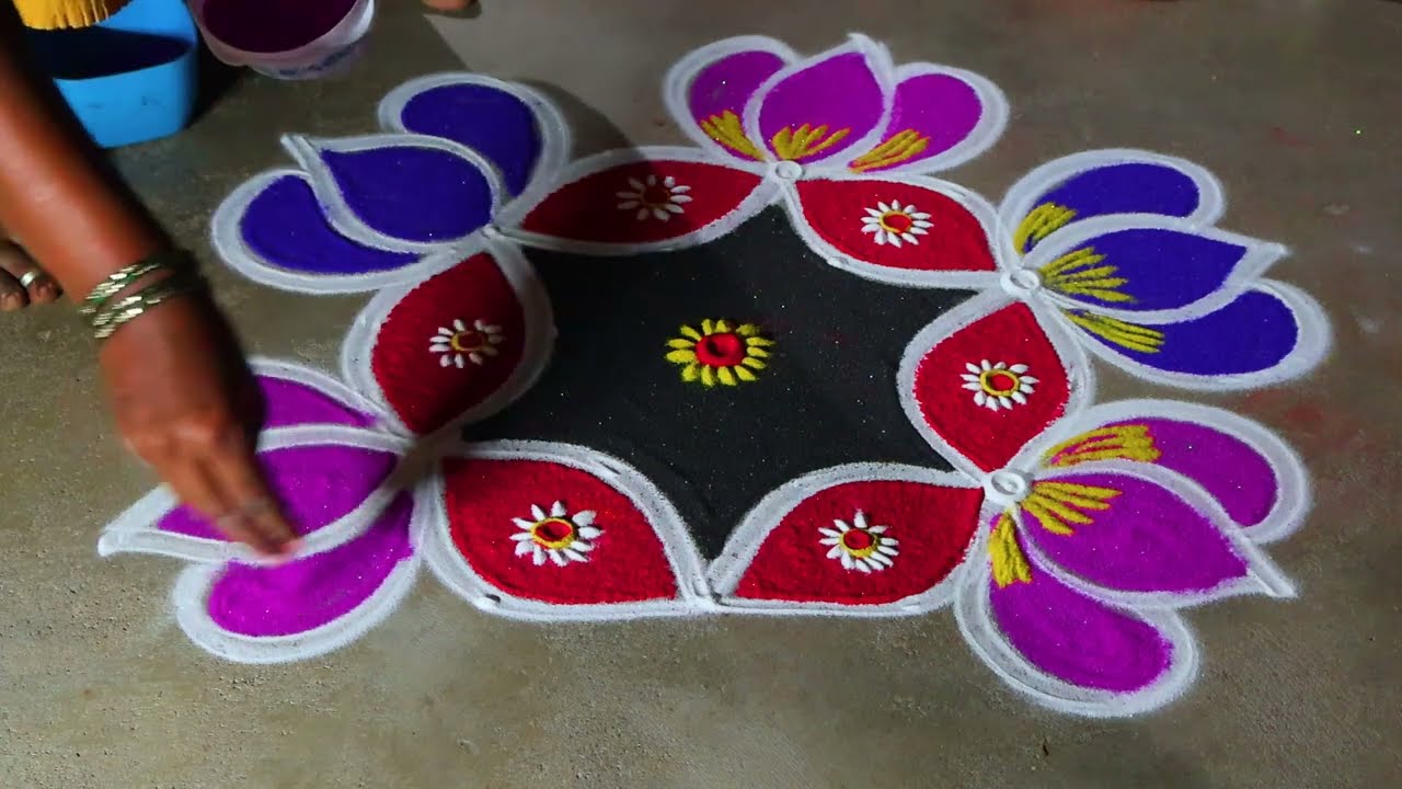 Maasi magam 🌻special kolam 🌻 3*2 pandaga muggulu designs 🌻 simple flowers rangoli design