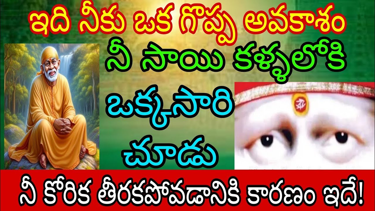 ఇది నీకు ఒక గొప్ప అవకాశం నీ సాయి కళ్ళలోకి ఒకసారి చూడు నీ కోరిక తీరడానికి కారణం ఇదే