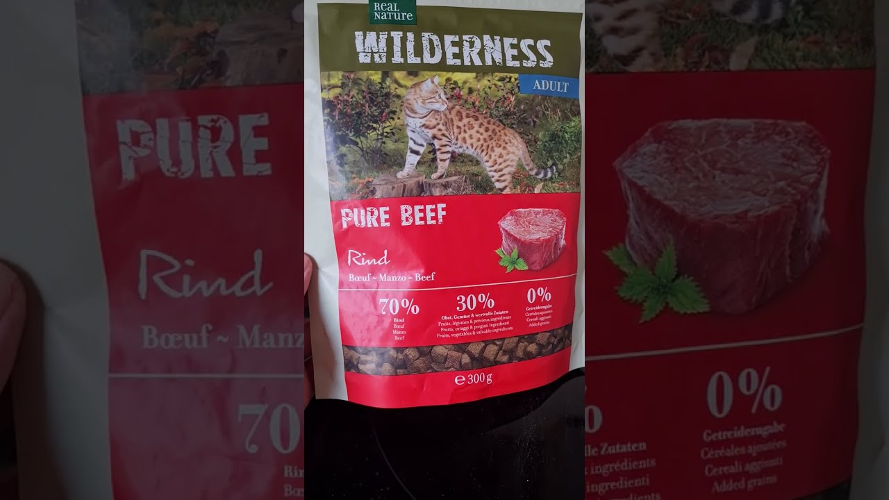 Обзор и состав на сухой  корм Real Nature Wilderness Adult  Pure Beef для кошек с Говядиной.