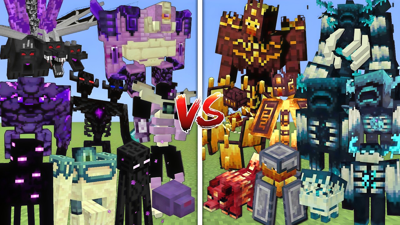 ALL MUTANT ENDERMANS VS ALL MUTANT BLAZES & WARDENS MOBS BATTLE IN MINECRAFT