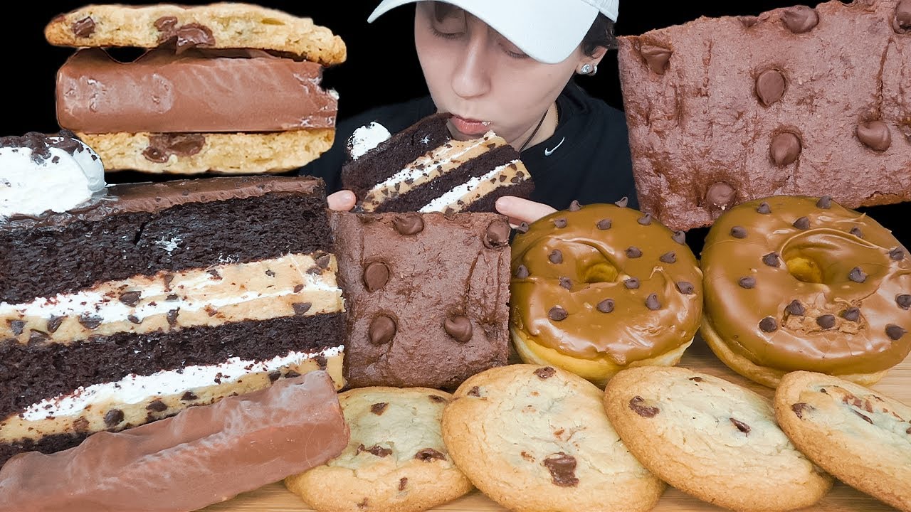 ASMR Chocolate Desserts *Cookie Dough Cake, Candy Ice Cream, Cookies, Donuts, Brownie