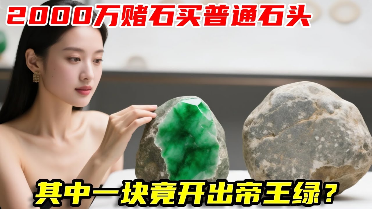 美女斥資 2000 萬入手 “廢石”，一個開出帝王綠，身價暴漲 3 倍，太刺激！#翡翠#賭石#緬甸翡翠#翡翠#賭石#緬甸翡翠