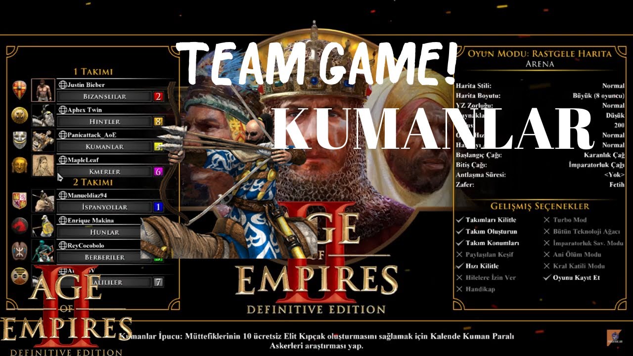 AGE OF EMPİRES 2 TÜRKÇE | 4V4 ARENA | KUMANLAR İLE SLİNG ATIP OYUN NASIL TAŞINIR | #TÜRKÇE