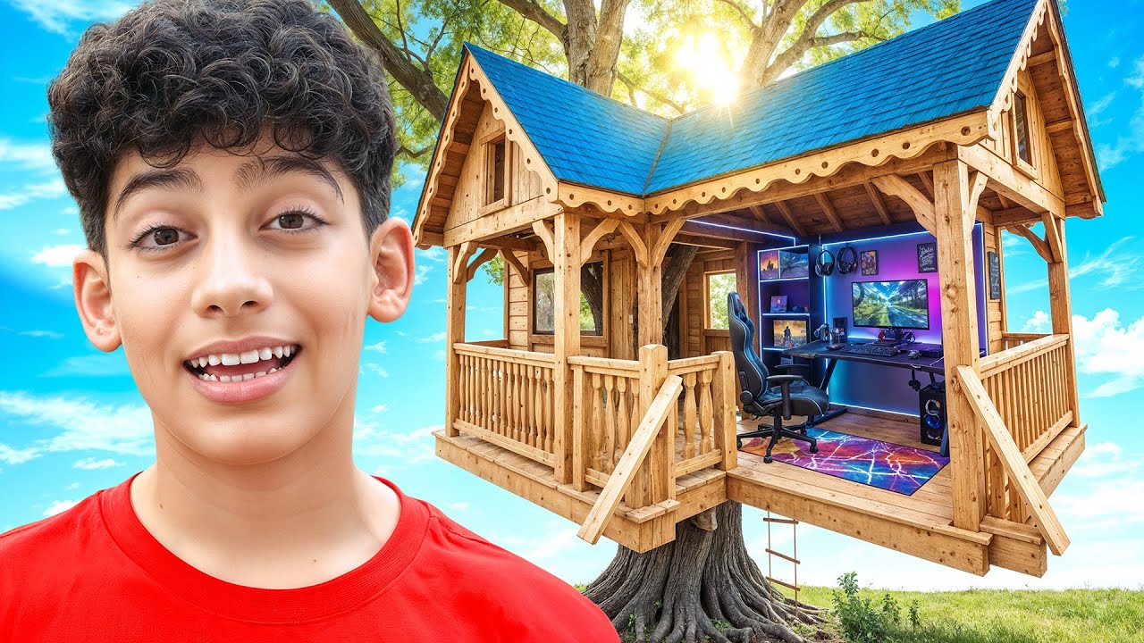I Made a SECRET Gaming Room inside my TreeHouse