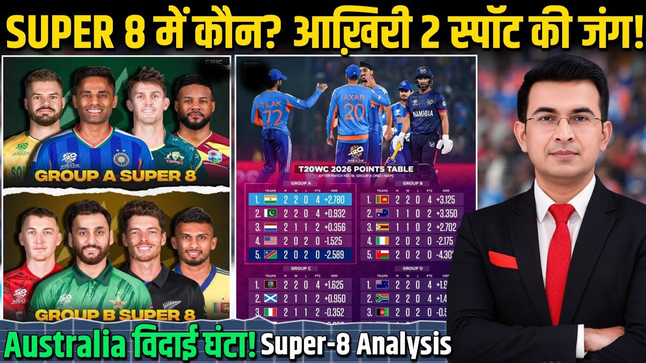Super 8 Points Table में भूकंप! India टॉप पर, Zimbabwe Shock से Australia–England संकट में
